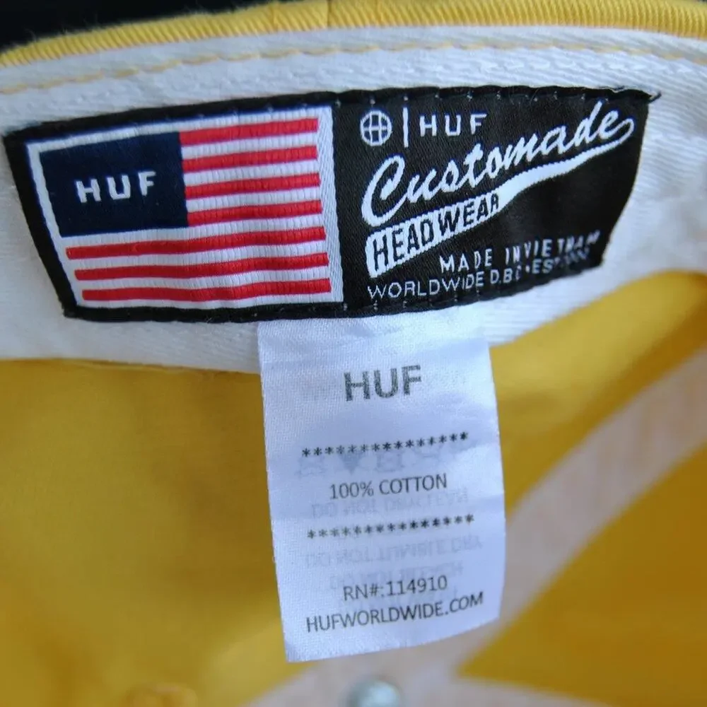 HUF Yellow Dad Hat w/ White Logo & Adjustable Strap